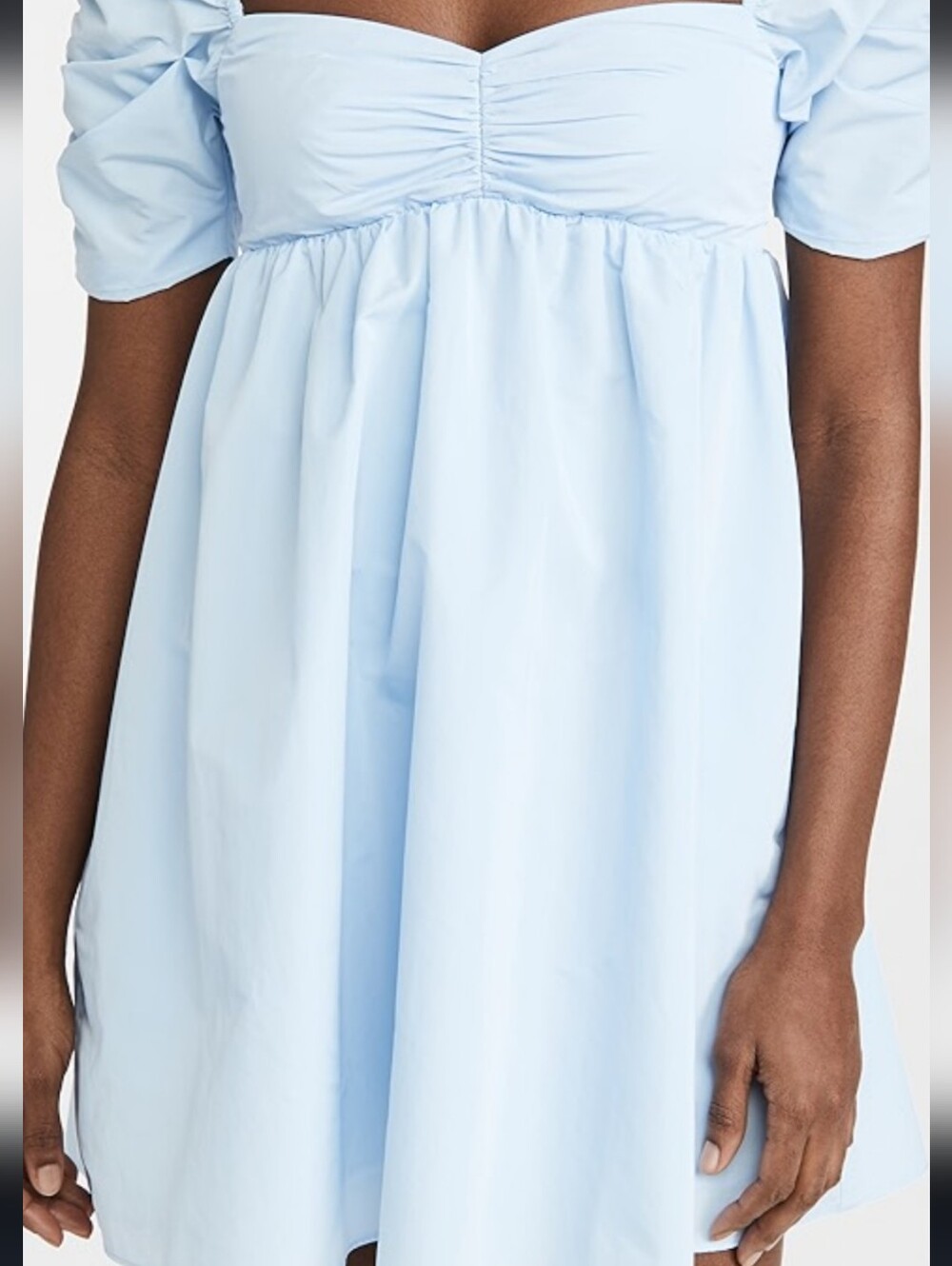 Amanda Uprichard Light Blue Off-Shoulder Babydoll Dress